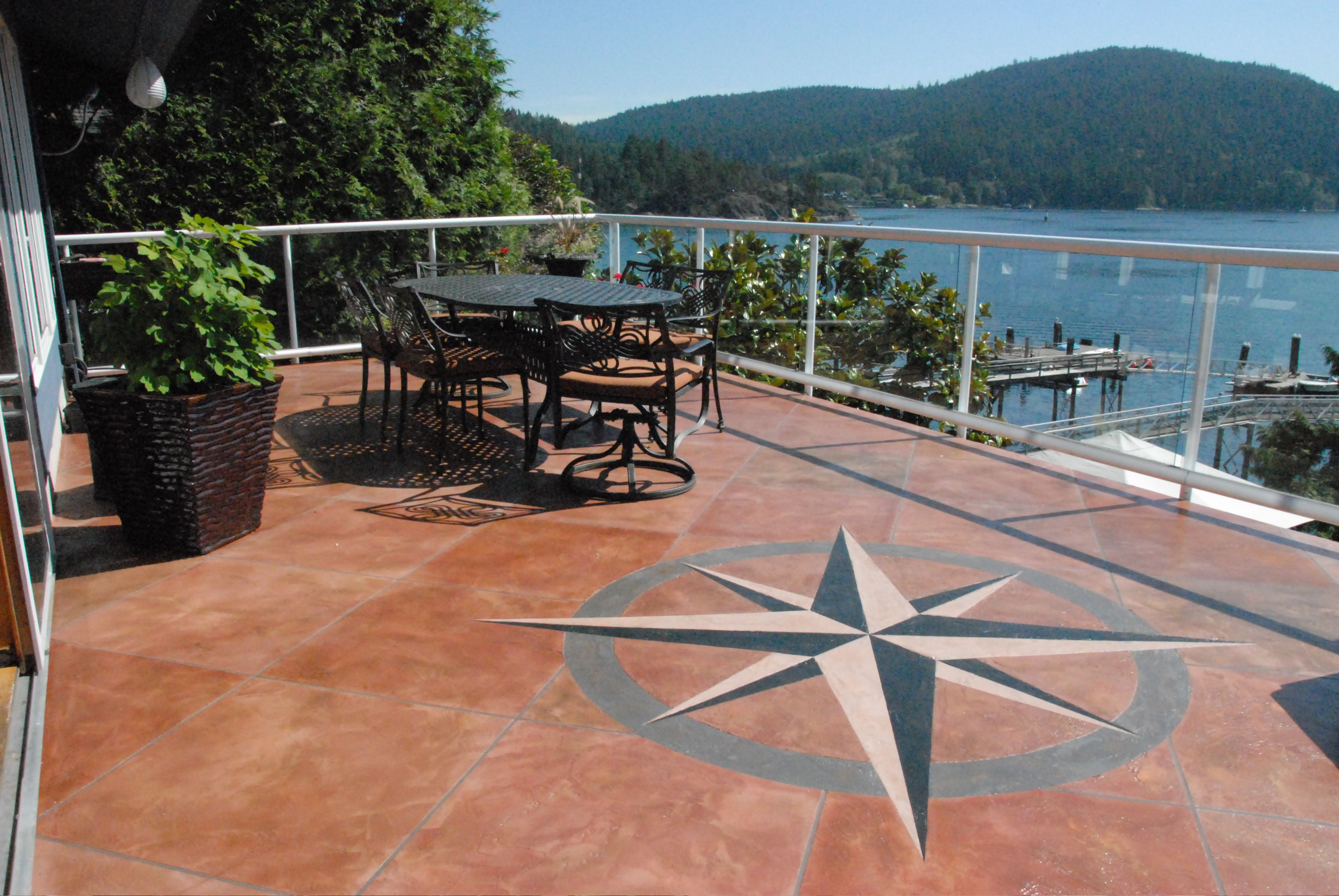 Custom compass rose inlay on StoneCraft deck